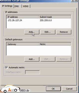 Click "Add" to set the IP address for DoIP
